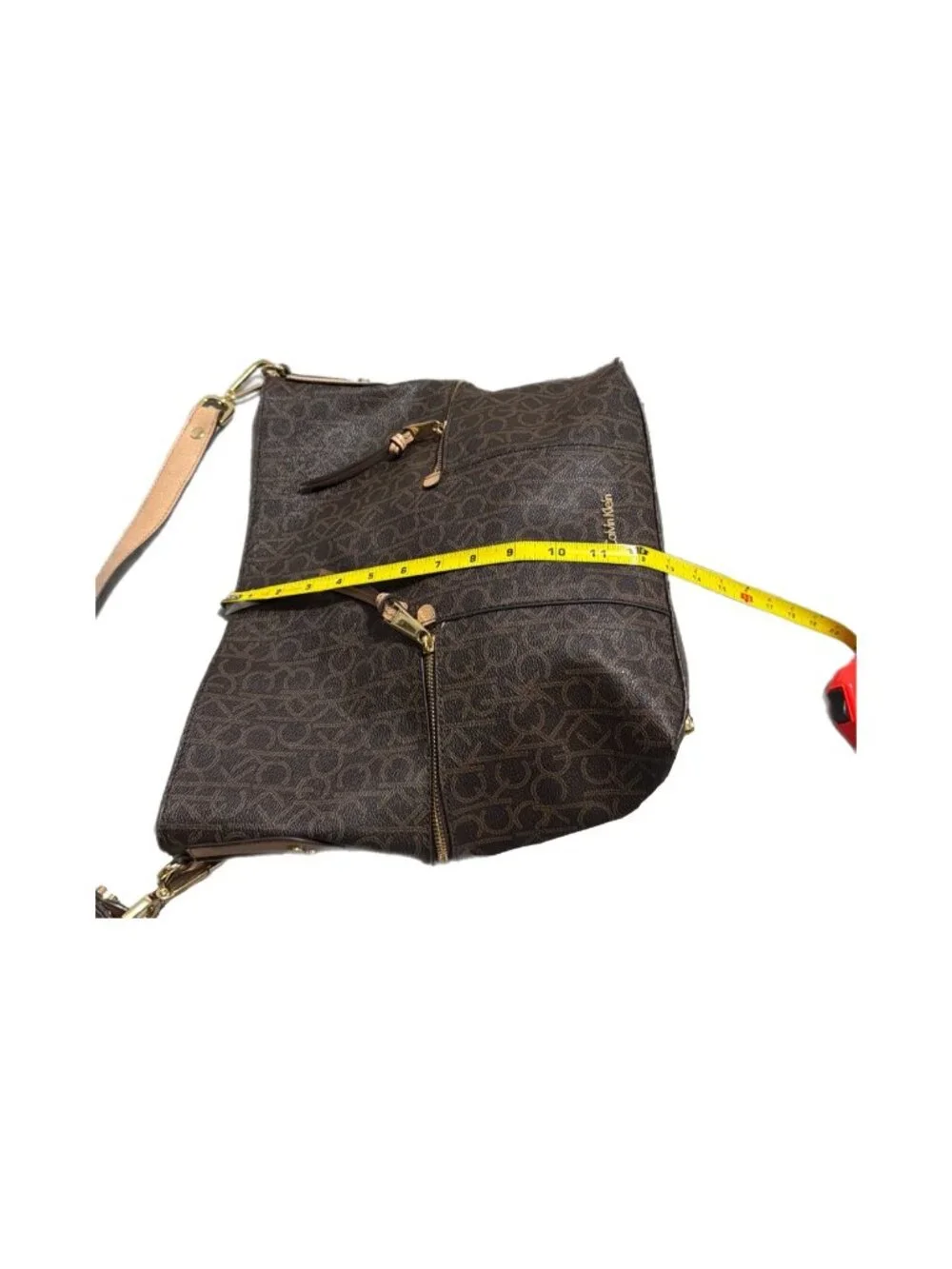 Calvin Klein Bag Brown Vegan Leather CK Logo Slouchy Y2K Preppy Everyday Office
